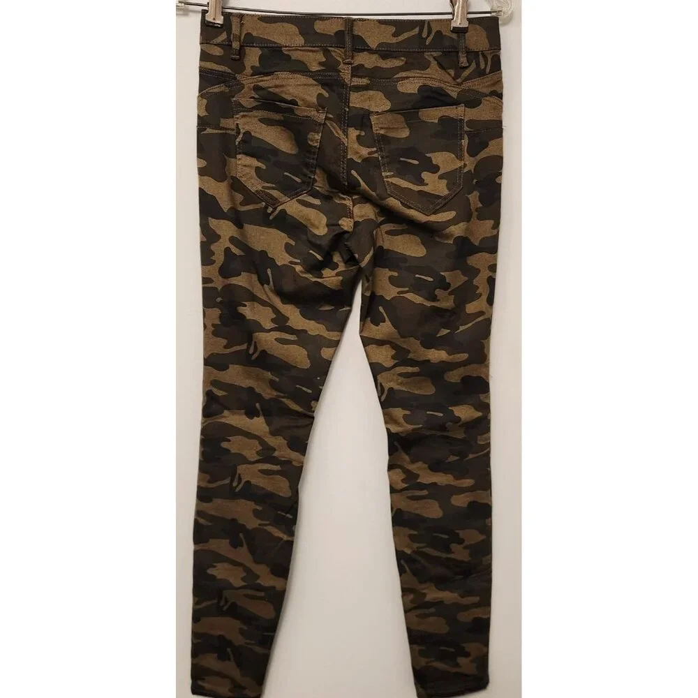 Womens Joe Boxer Push Up Skinny Jeans Camo‎ Stretch Green Juniors Size 3 EUC